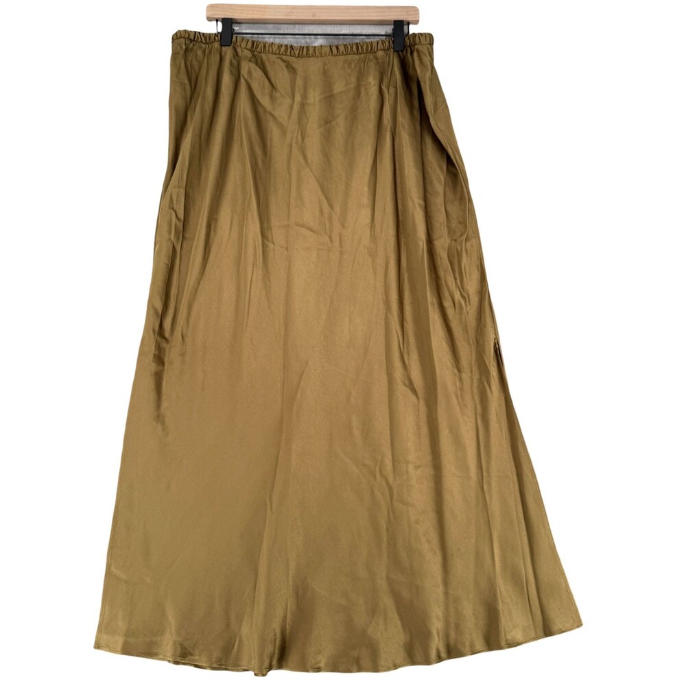 J.Crew Collection Pull On Maxi Skirt XXL Luster Crepe Slits Elastic Waist Boho - Picture 8 of 9